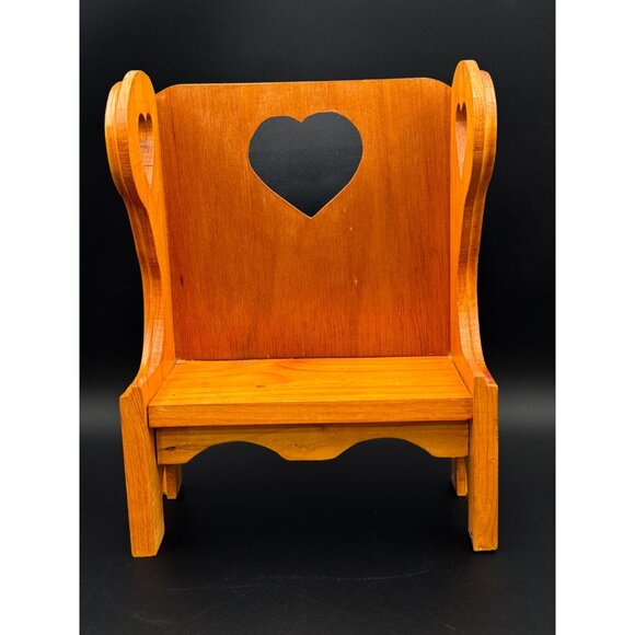 Vintage Handmade Wooden Teddy Bear Doll Bench Heart Cutouts Country Primitive - Picture 1 of 8